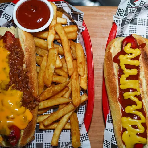 Smashburger, hot dog and fries